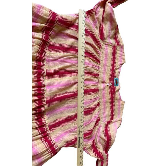 Cece Cabana Striped Cotton Long Sleeve Belted Dress S M Pink Yellow - Picture 7 of 9